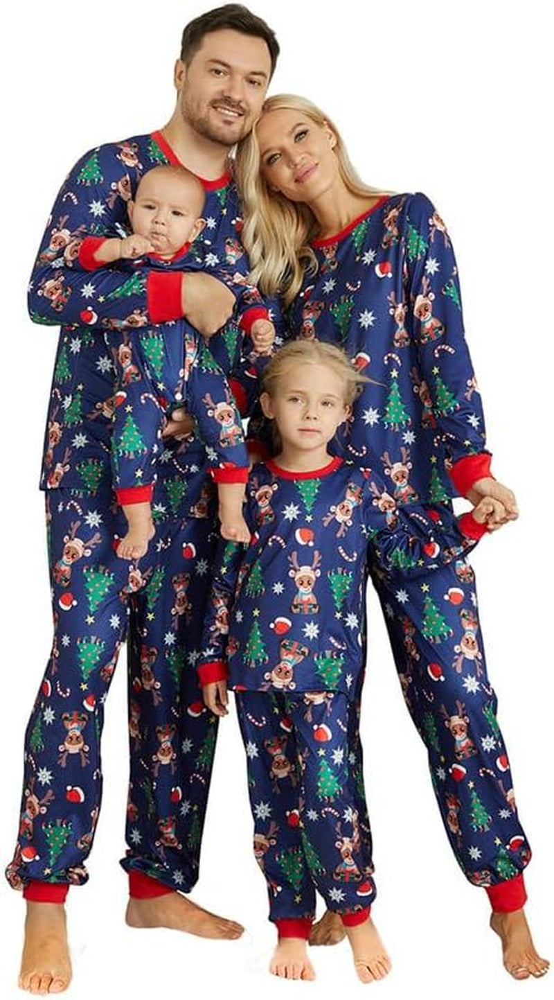 Christmas Pajamas for Family Matching Family Pajamas Sets Xmas Elk Reindeer Print Family Xmas Sleepwear Set